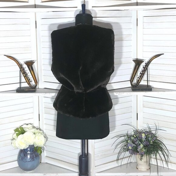 Vintage 90s Y2K Faux Fur Vest Brown Charlotte Russe Small - Picture 2 of 9